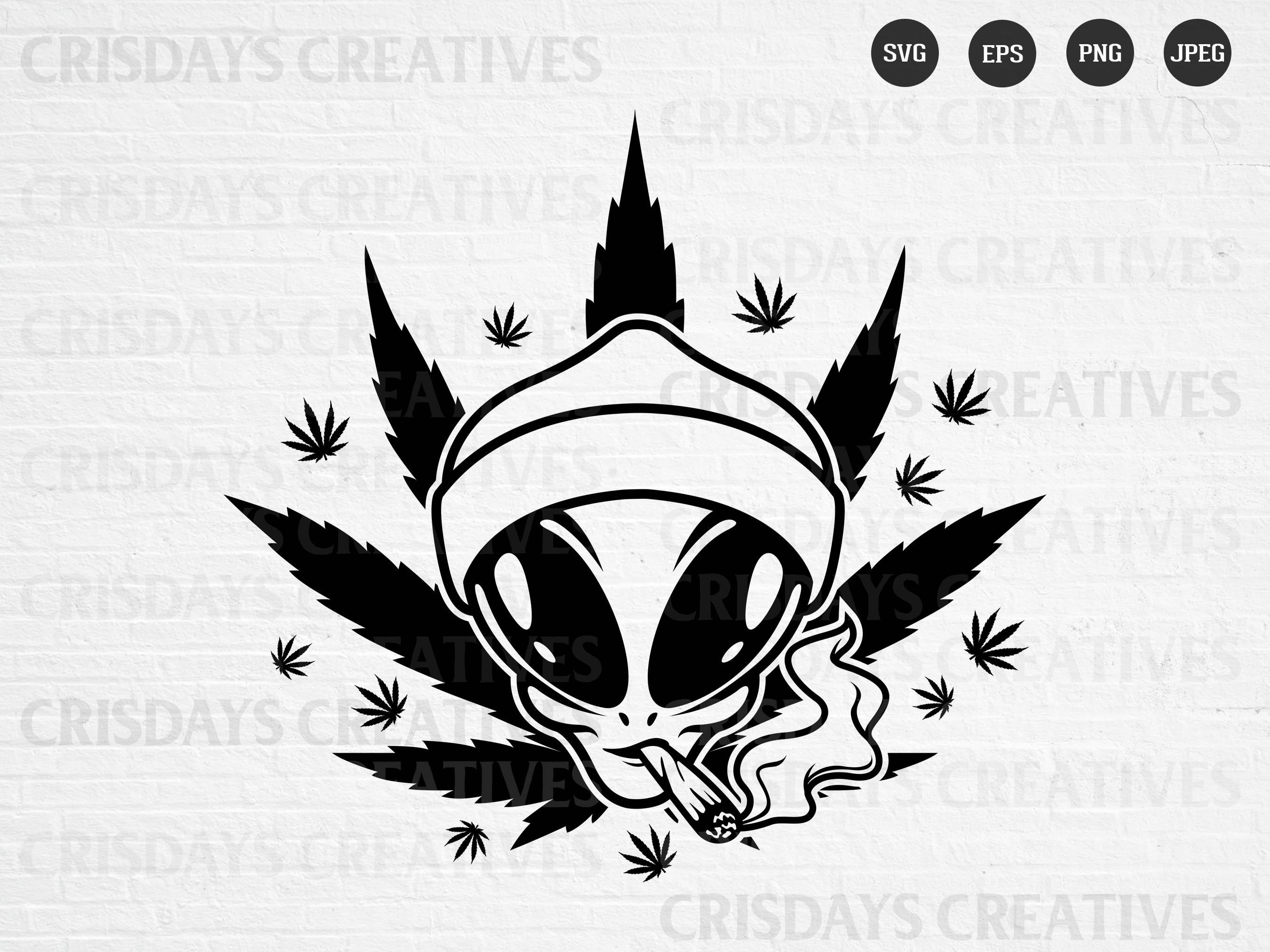 Smokingalien Svg| Cannabis Svg| Alien Svg| Alien Smoking| Weed Svg ...