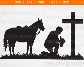 cowboy kneeling at cross svg, cowboy kneeling svg, cowboy svg, cowboy shirt svg, kneeling cowboy and horse svg, kneeling cowboy svg dxf png