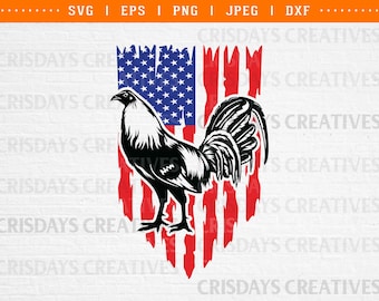 SVG de peleas de gallos de EE. UU. / Clipart de peleas de gallos / Archivo de corte de silueta de gallo de pelea / SVG de gallo de granja para Cricut y Silhouette