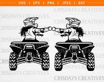 Girls Riding Quadbikes SVG | Girl ATV Rider Cut File | Off-Road Quad Bike Girl Silhouette Design for Cricut and Silhouette