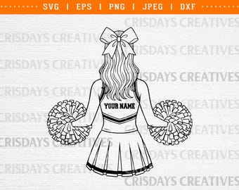 Cheerleader Custom Name SVG | Personalized Cheerleading Cut File | Cheer Squad Pom Pom Design | Cheer Shirt SVG for Cricut & Silhouette