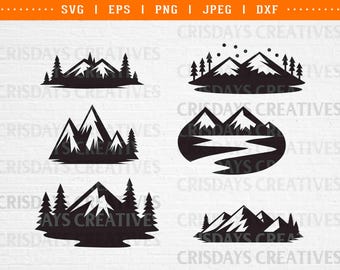 Mountain Bundle SVG Set, Mountain Silhouette Pack, Outdoor Adventure Cut Files, Nature Landscape SVG Bundle for Cricut, Camping & Hiking png