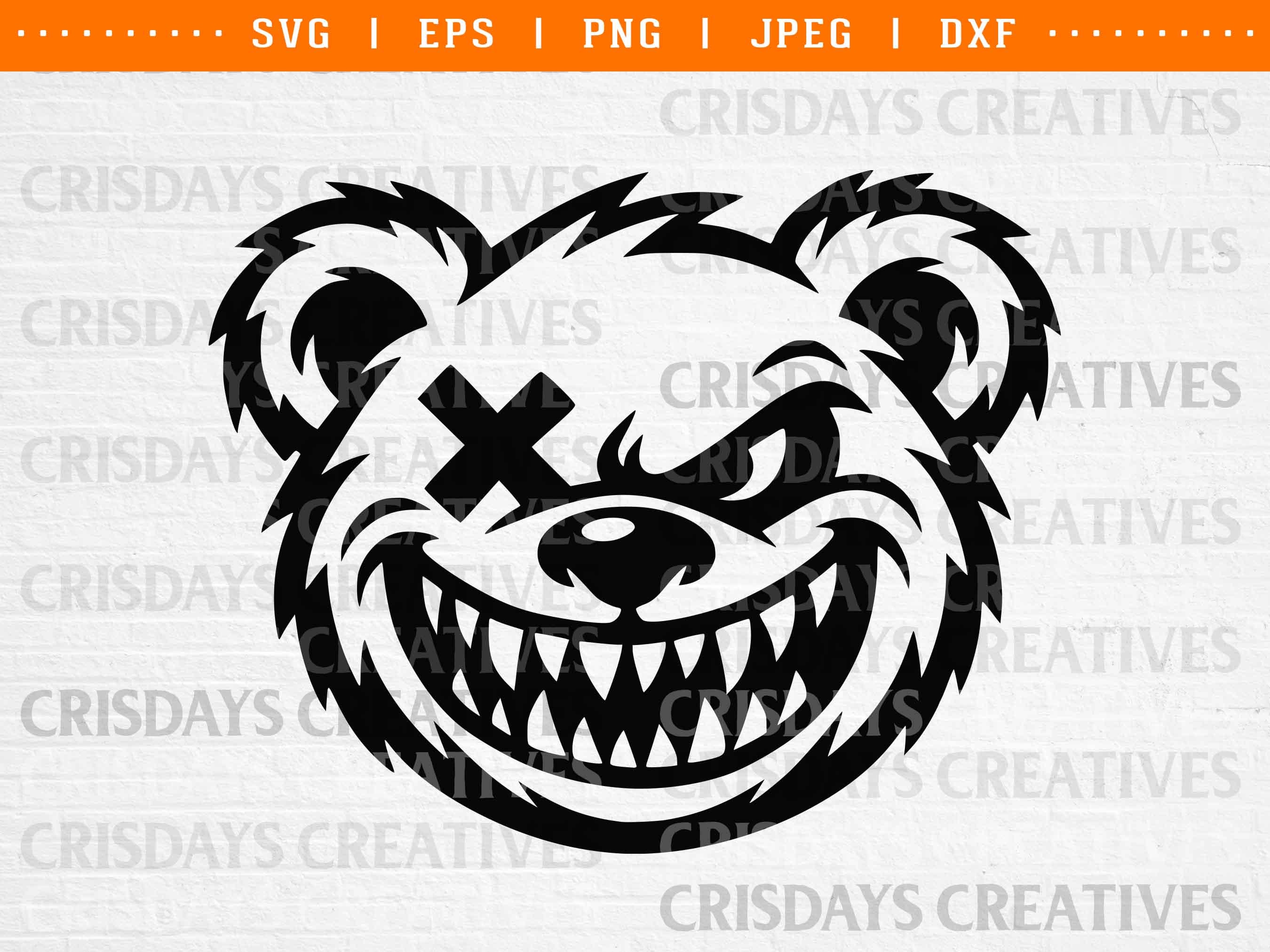 Angry Bear Face SVG | Fierce Grizzly Bear Head Clipart | Wild Animal ...