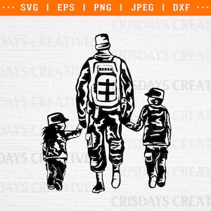 Dad and Kids Soldier SVG| Soldier Dad SVG| Military Dad Svg| Dad Life SVG| Dad and kids Svg| Soldier png, Soldier svg, Hero Dad, fathers day