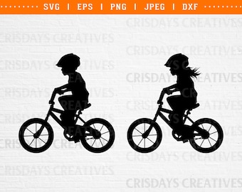 Kids Biker SVG / Bike svg / Girl Biker SVG / KidLife SVG / kid bonding / taglia file, vettoriale, png, jpeg, clipart
