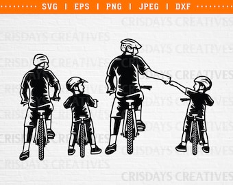 Biker family svg, family svg, father and sons svg, mountain biking svg, family bonding svg, bike svg, dad life svg, fathers day gift ideas