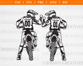 Motocross Buddy Fist Bump SVG, Dirt Bike Friends Personalized Name Design, Motocross Rider Clipart, Off Road Biker Cut File