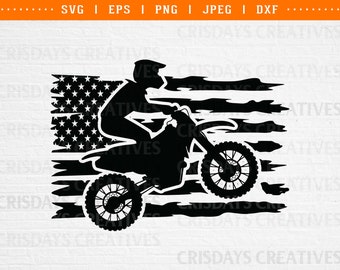 US Flag Motocross SVG: Dirt Bike Clipart (Digital Files)