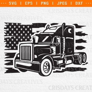 US Truck Svg, Truck shirt, Semi Truck Vector, truck flag svg,  us truck svg, Vector,Png,Clipart,Svg || Cut Files truck svg truck driver dxf