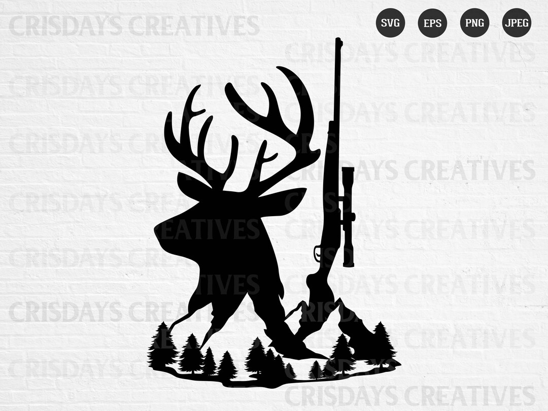 Man And Rifle Svg Hunting Deer Svg| Deer Hunting Svg| Rifle Svg| US Deer Head Svg| Deer ...