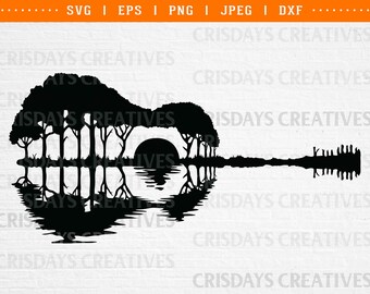 guitar svg, musical instrument art clipart, sunset guitar svg, guitar sunset svg, guitar art clipart, svg files for cricut, printable svg