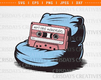 Retro Cassette Tape SVG, Vintage Music Tape Clipart, 80s 90s Nostalgia Design, Old School Audio Cut File