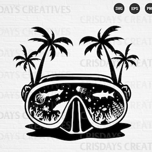 Tropical Scuba Mask Svg| Scuba Diver Mask Svg| Diving Svg| Free Diving Svg | svg , Png, Vector, Clipart, Cut files