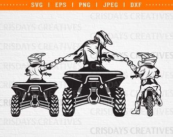 Ojciec i syn ATV Motocross SVG Clipart (pliki cyfrowe) rodzinna przygoda pasująca koszulka projekt