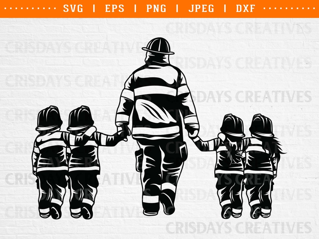 Father and Kids Firefighter Svg| Firefighter SVG| Firefighter Dad Svg ...