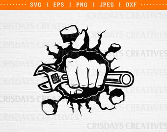 smash svg, smash hand holding a wrench svg, repairman svg, handy man svg, mechanic png, dad mechanic svg, smash punch mechanic svg, punch