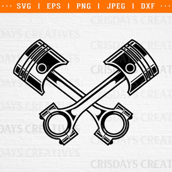 Engine Piston SVG | Mechanic Piston SVG | Piston Svg | Piston Vector  | Piston Silhouette | Piston Clipart | Crossed Piston, mechanic png