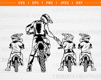 Family Motocross SVG: Dad and Kids Design (Digital Files)