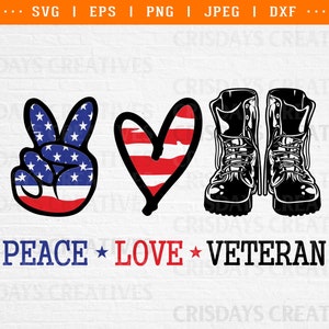 peace love veteran svg, us veteran svg, us veteran decal, us veteran, american veteran flag decal, peace love america svg, military svg