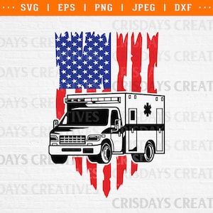 Patriotic Rescue Ambulance Svg, US Rescuer png, US flag Ambulance svg, Rescuer clipart, rescue van svg, rescue clipart, ambulance png, dxf