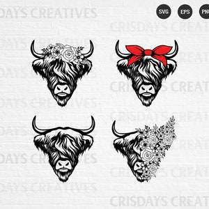 highland cow svg, cow bundle, highland cow bundle, farm animal prints, decal, sticker, wall art, signage, heifer cow svg, cow svg, cow png