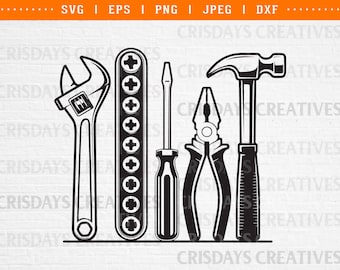 Vetor de ferramentas de reparo, silhueta de ferramentas de faz-tudo, clipart de ferramentas de construção, conjunto de ferramentas de mecânico em SVG, arquivo de corte de ferramentas DIY para Cricut e Silhouette.