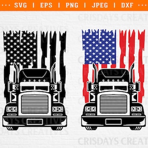 Trucker Svg | Big Truck Svg |US Trucker Svg | US truck Svg | Truck and US flag | Truck Svg, truck clipart, truck shirt, truck driver gifts