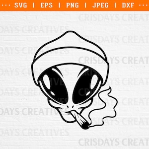 Alieno che fuma Svg/ Cannabis Svg/ Alieno Svg/ Erba aliena/ Erba Svg/ Vettore, Clipart, PNG, File tagliati, alieno che fuma erba Svg, alieno PNG, arte aliena