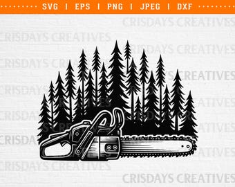 Chainsaw SVG | Lumberjack Chainsaw Silhouette | Woodworker Tool Clipart | Logging Svg Vector | Carpenter PNG Design for Cricut & DIY Crafts