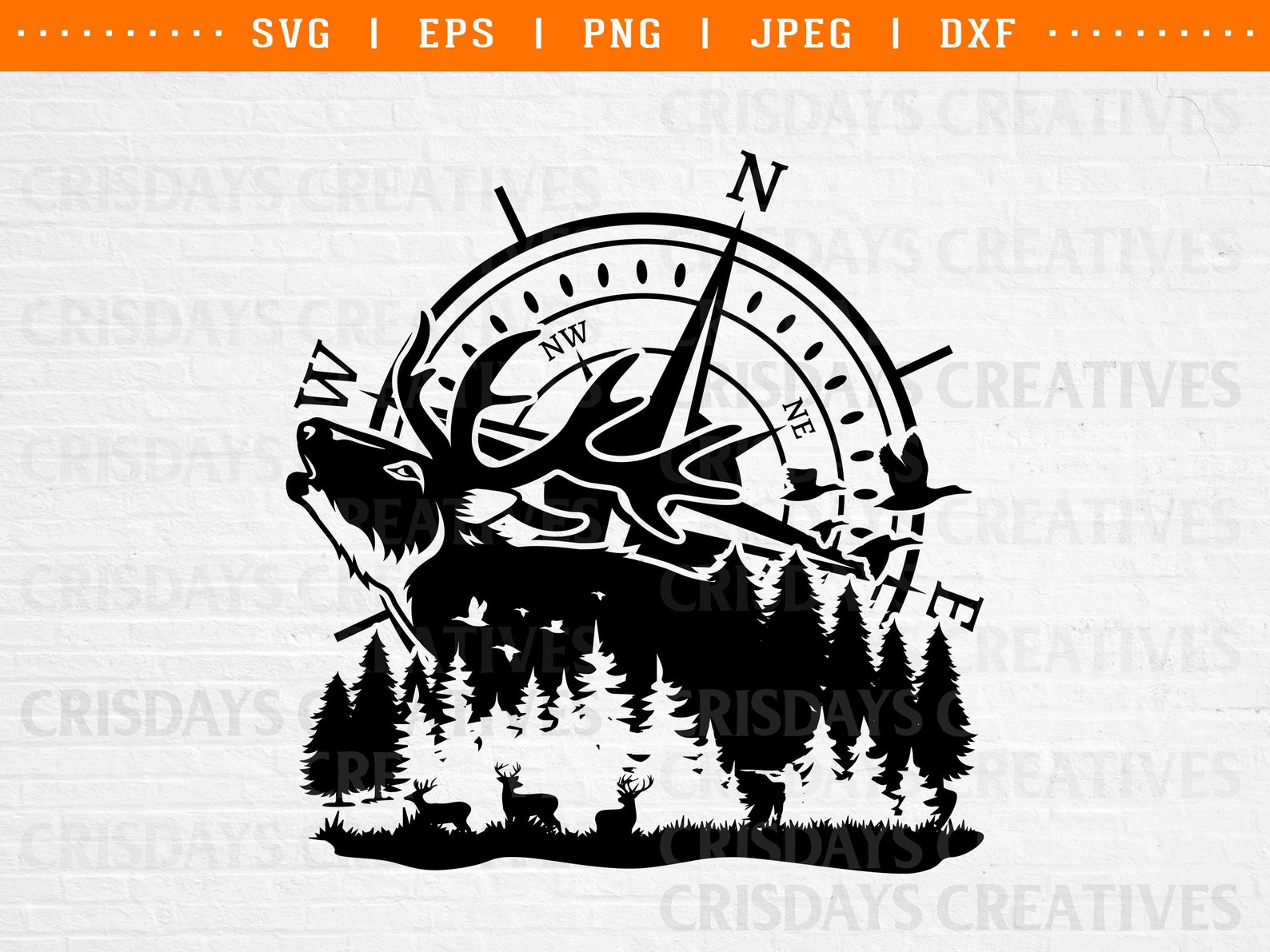 Compus With Deer Hunting Compass Svg| Deer Hunting Svg| Deer Hunter Svg| Outdoor Hunting ...