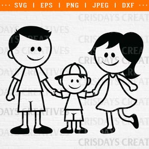 family svg, family clipart, dad mom and son svg, family line art, family portrait, family png, family svg for shirt, svg files for cricut