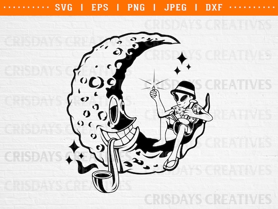 Smoking Weed Moon Svg| Summer Alien Weed Svg| Weed Svg