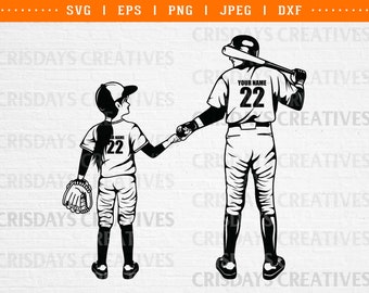 父と娘のソフトボール SVG、ソフトボール SVG、ソフトボール キッズ SVG、クリカット用 SVG ファイル、パーソナライズされた名前 SVG、カスタム ソフトボール SVG クリップアート