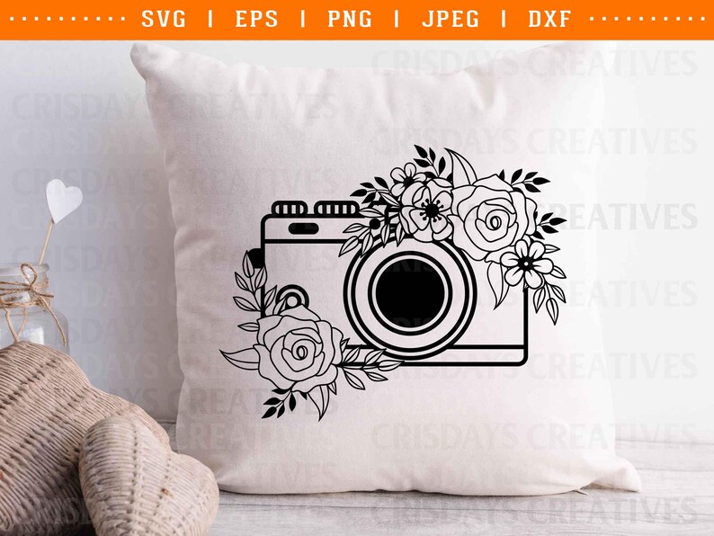 Floral Vintage Camera SVG | Retro Camera Clipart with Flowers | Photography PNG Vector | Boho Camera Clipart | Vintage Camera Art image 6