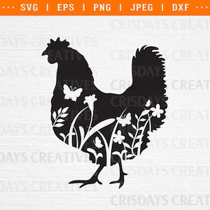 floral chicken svg, chicken svg, hen svg, chicken farm svg, flower chicken svg, floral chicken shirt svg, farm animals sign svg, chickens