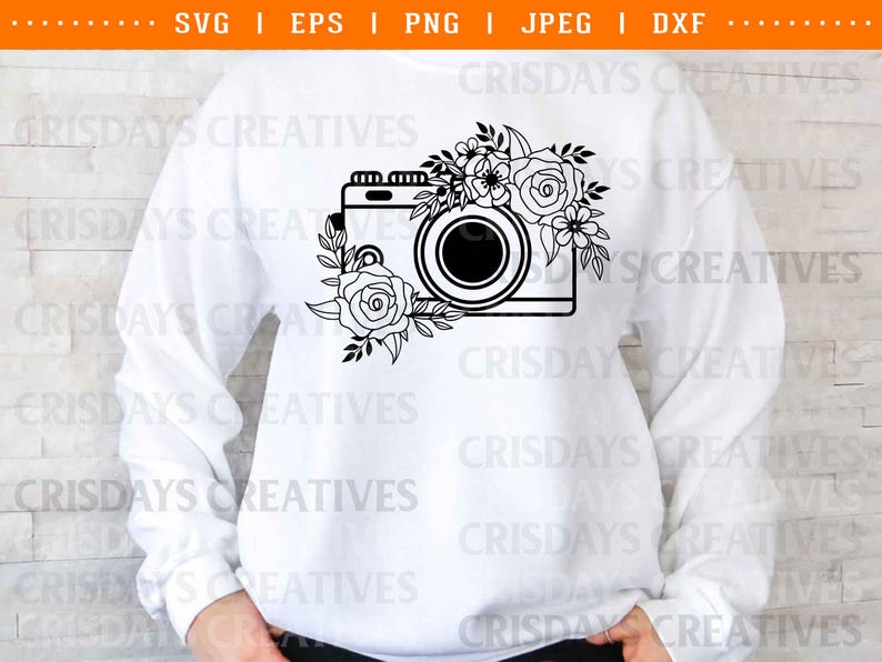 Floral Vintage Camera SVG | Retro Camera Clipart with Flowers | Photography PNG Vector | Boho Camera Clipart | Vintage Camera Art image 2