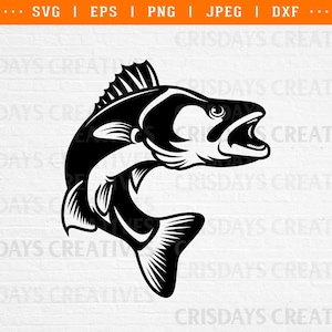 Walleye Svg || Walleye Vector || Fish Svg || Fishing || SvgJumping Walleye || Walleye Fishing cut files vector clipart silhouette png dxf