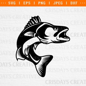 Walleye Svg || Walleye Vector || Fish Svg || Fishing || SvgJumping Walleye || Walleye Fishing cut files vector clipart silhouette png dxf