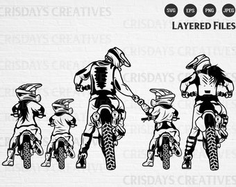 Family Motocross Svg| Motocross svg| Father, Kids, Mom Motocross Svg| DadLife KidLife Momlife Svg| Family Bonding| SVG, Vector,Clipart
