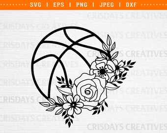Floral Basketball Svg| Basketball Svg, basketball kid shirt, basketball stencil, Sports Svg, Png, Vector, Clipart, svg file for cricut, png