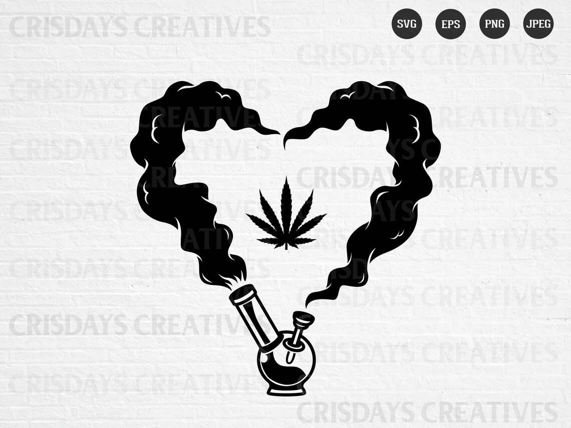 Love Cannabis Svg Weed Heart Bong Svg Cannabis Svg Heart Etsy