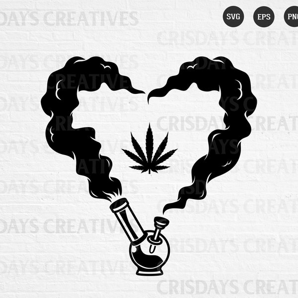 Love Cannabis Svg| Weed Heart Bong Svg| Cannabis Svg| Heart Smoke Svg| Smoking Weed Svg| Smoking Joint| Marijuana| 420 svg