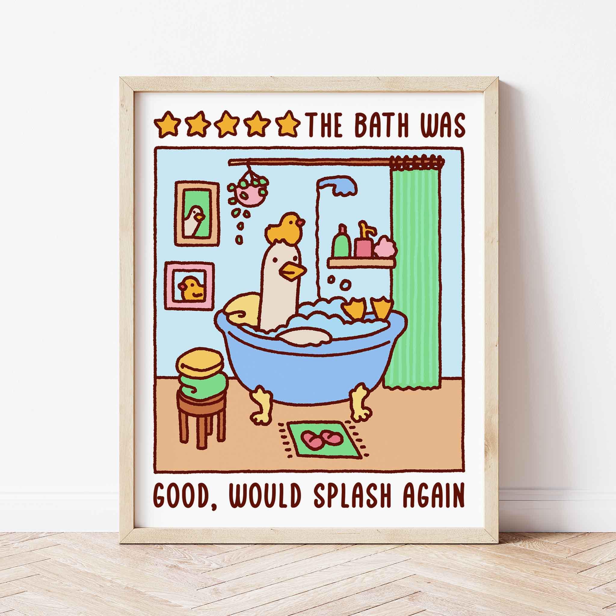 Duck in a Bath Poster, Bubble Bath Time Poster, Cute Bathroom Art Print ...