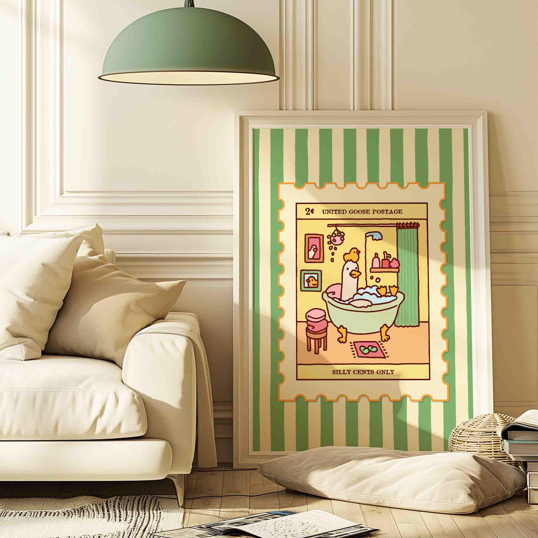 Duck in a Bath Poster, Cute Bathroom Art Print, Cute Bath Trendy Art ...