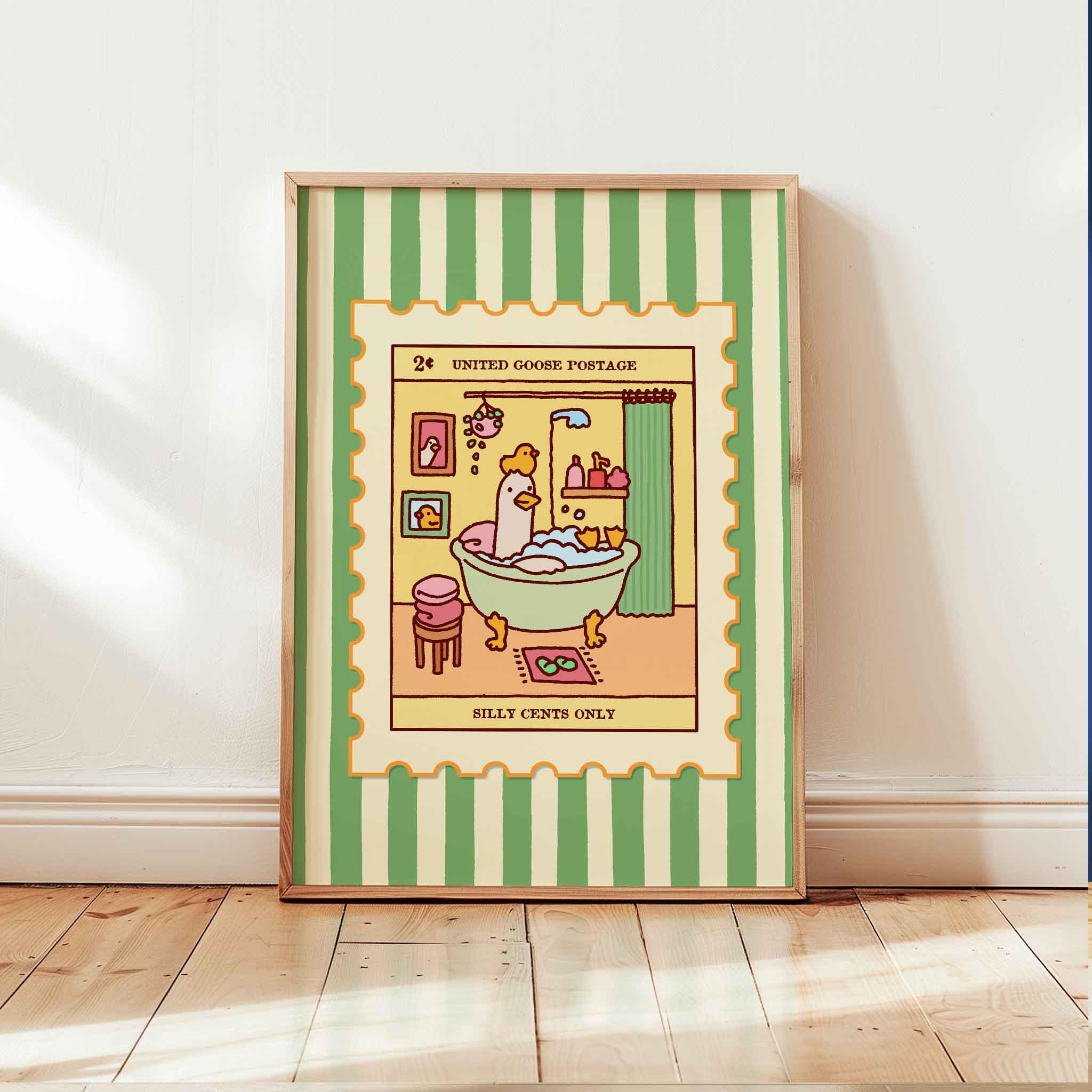 Duck in a Bath Poster, Cute Bathroom Art Print, Cute Bath Trendy Art ...