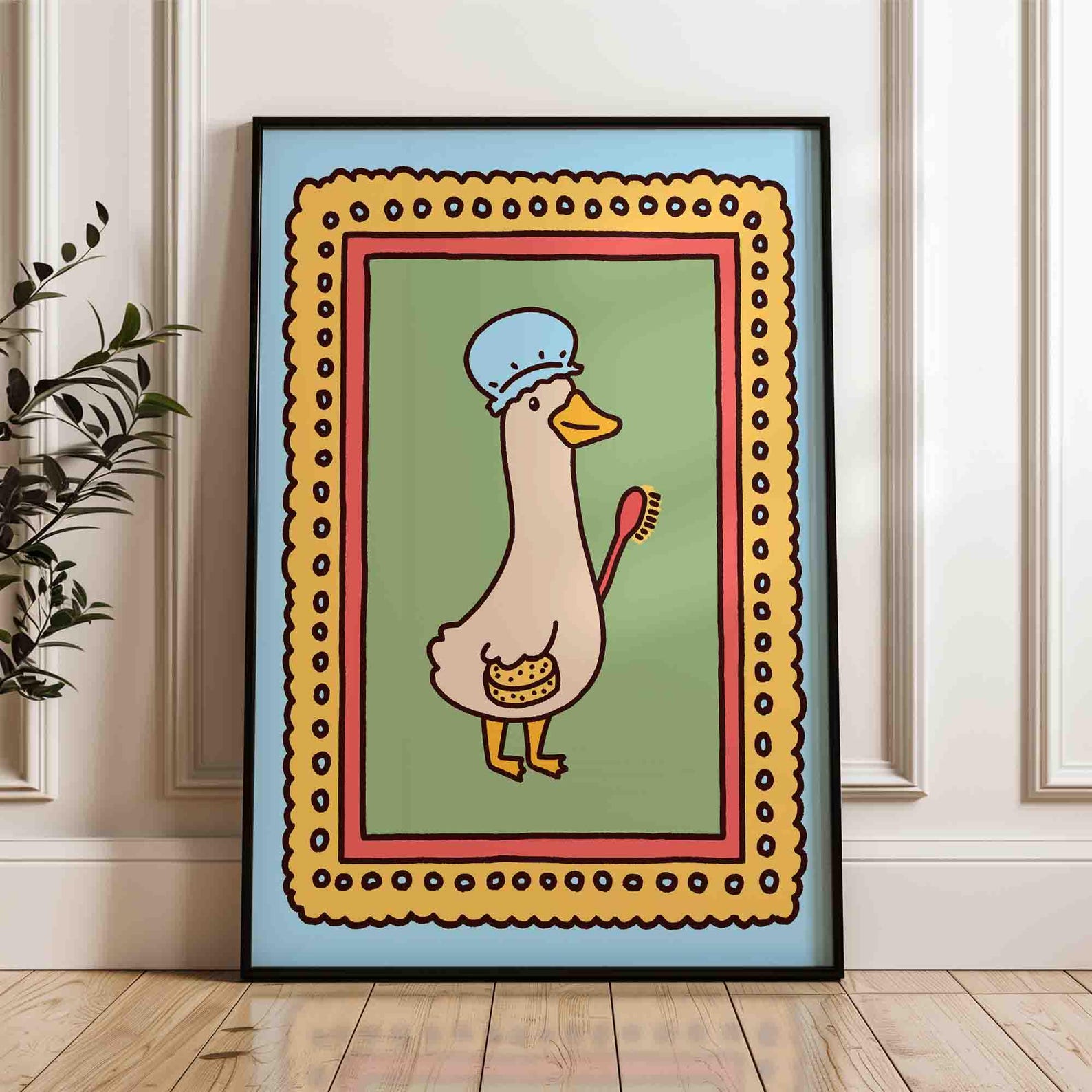 Duck in a Bath Poster, Funny Bath Time Poster, Cute Bathroom Art Print ...