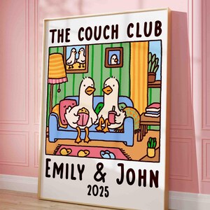 Custom Couple Print, personalized duck illustration, funny romantic cute art print, silly goose poster, customizable wedding unique gift
