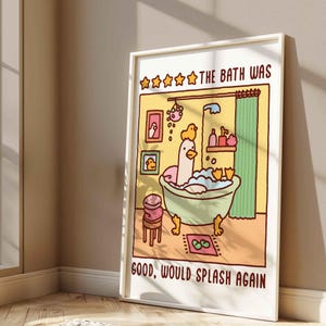 Duck in a Bath Poster, Bubble Bath Time Poster, Cute Bathroom Art Print ...