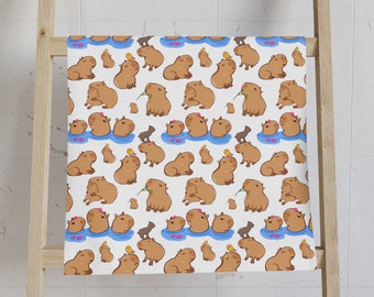 Capybara towel, capybara hand towel, animal bathroom towel, cute bath towel, animal lover gift