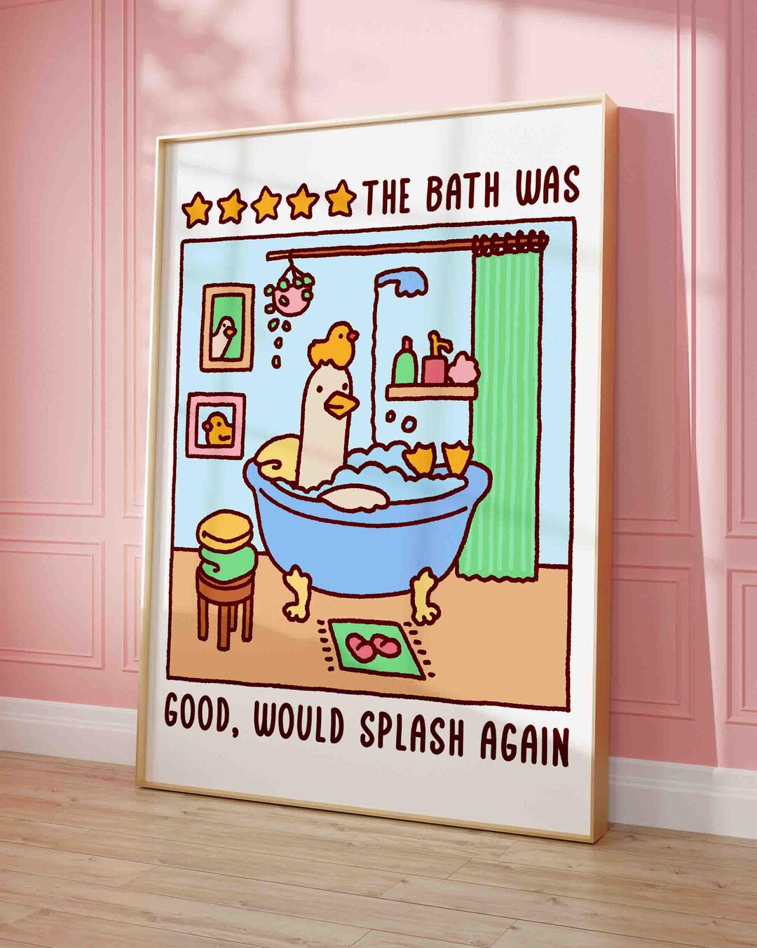 Duck in a Bath Poster, Bubble Bath Time Poster, Cute Bathroom Art Print ...